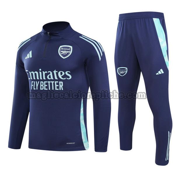 half zipper tute calcio arsenal 2024 2025 completo blu verde