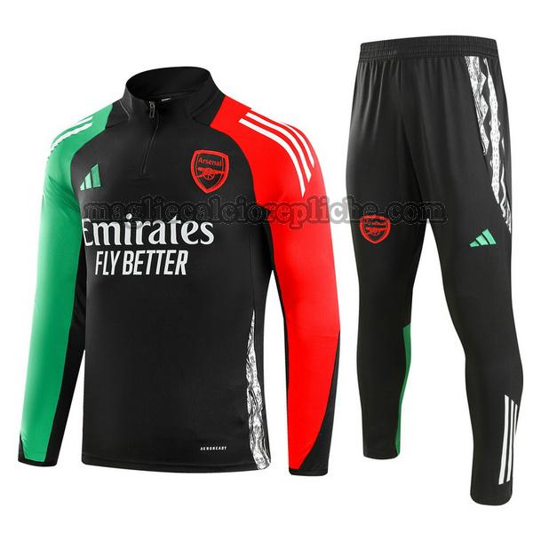 half zipper tute calcio arsenal 2024 2025 completo nero