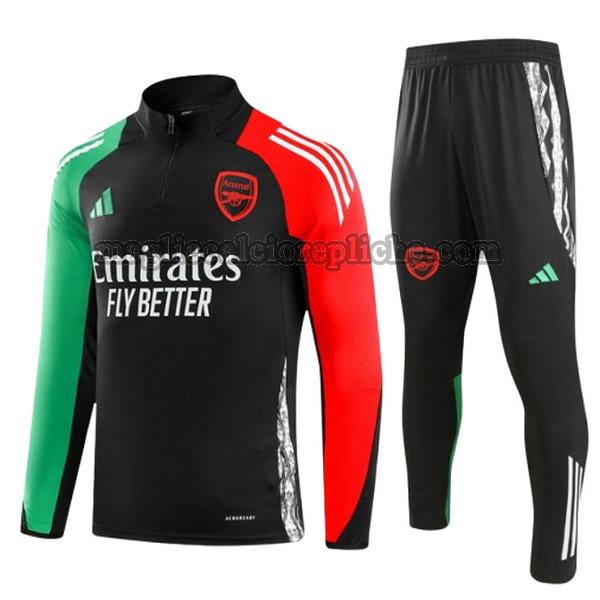 half zipper tute calcio bambino arsenal 2024 2025 completo nero