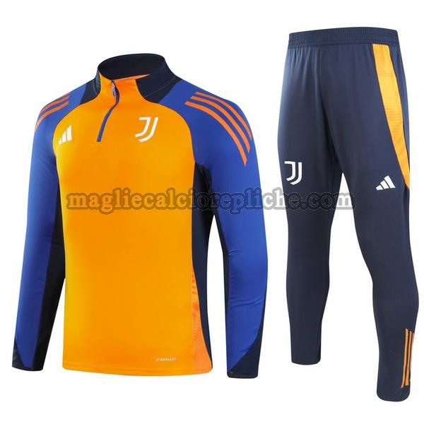 half zipper tute calcio bambino juventus 2024 2025 completo arancione