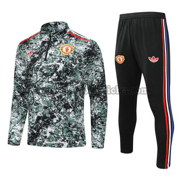 half zipper tute calcio bambino manchester united 24 25 completo verde