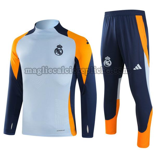 half zipper tute calcio bambino real madrid 2024 2025 completo blu