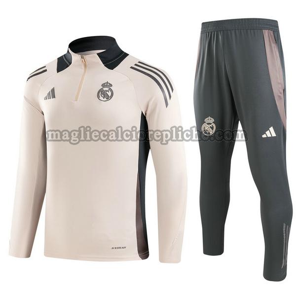 half zipper tute calcio bambino real madrid 2024 2025 completo rosa