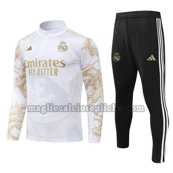 half zipper tute calcio bambino real madrid 24 25 completo bianco