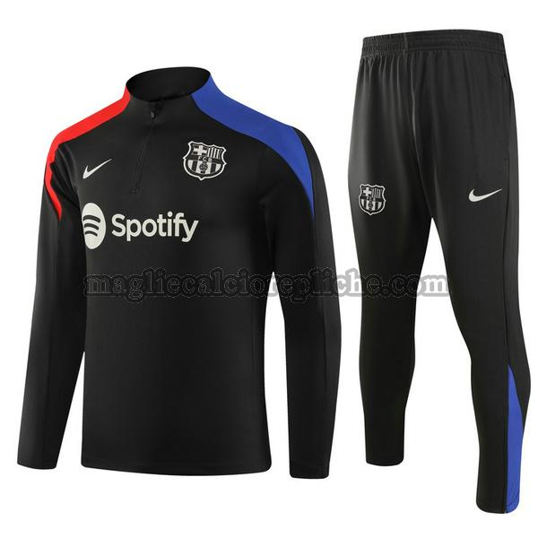 half zipper tute calcio barcellona 2024 2025 completo nero