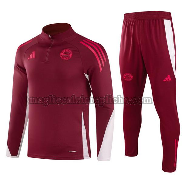 half zipper tute calcio bayern münchen 2024 2025 completo rosso