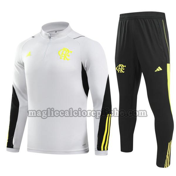 half zipper tute calcio flamengo 2024 completo grigio