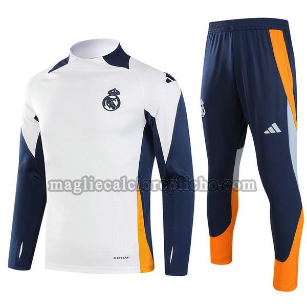 half zipper tute calcio real madrid 2024 2025 completo bianco blu