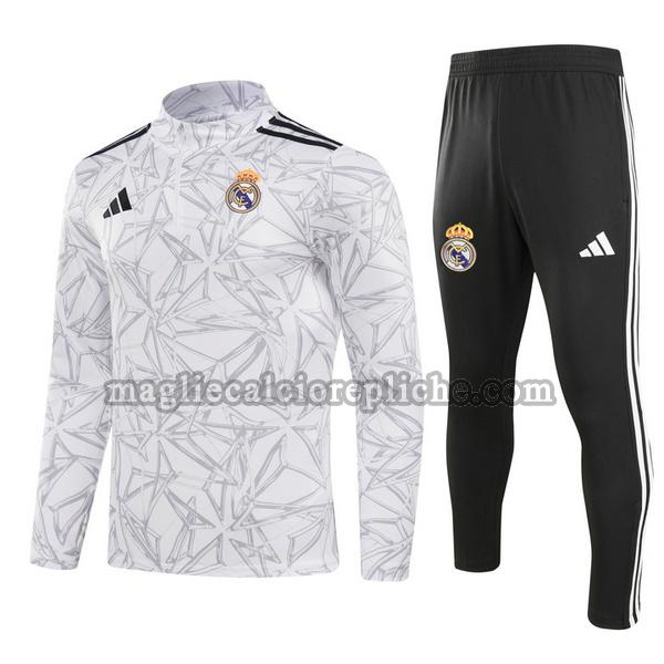 half zipper tute calcio real madrid 2024 2025 completo grigio