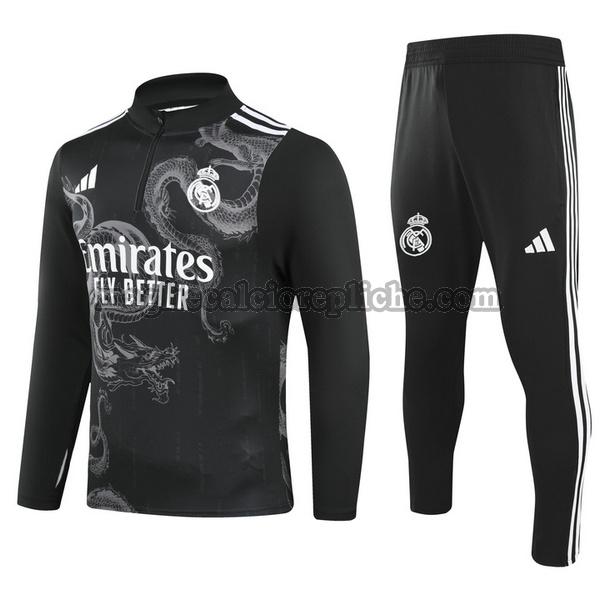 half zipper tute calcio real madrid 2024 25 completo nero