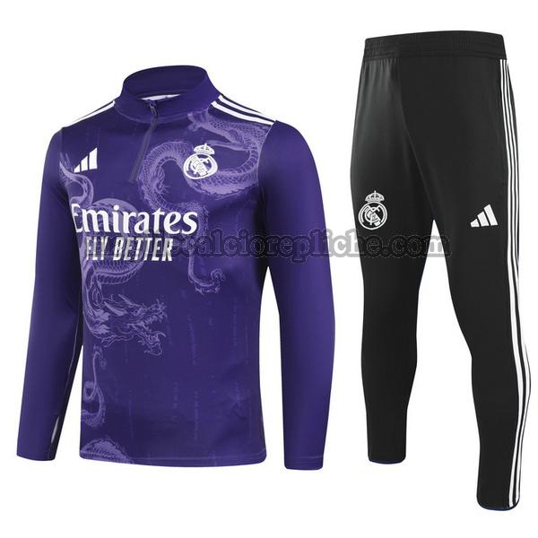 half zipper tute calcio real madrid 2024 25 completo purple