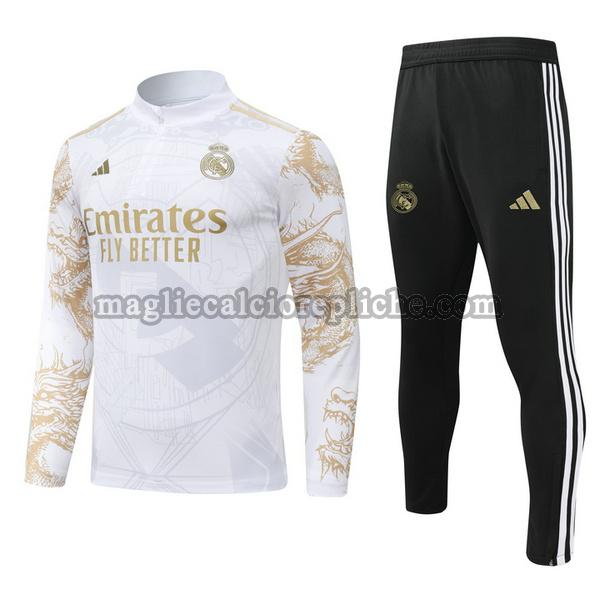 half zipper tute calcio real madrid 24 25 completo bianco