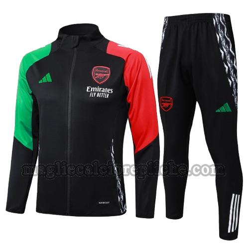 long zipper tuta sportivas calcio bambino arsenal 2024 2025 completo nero