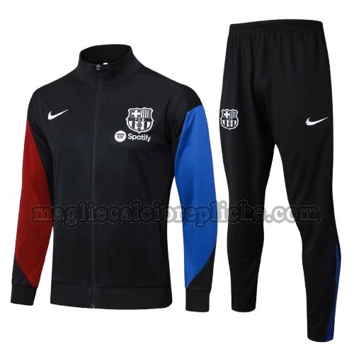 long zipper tuta sportivas calcio bambino barcellona 2024 2025 completo nero