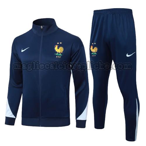 long zipper tuta sportivas calcio bambino francia 2024 2025 completo blu