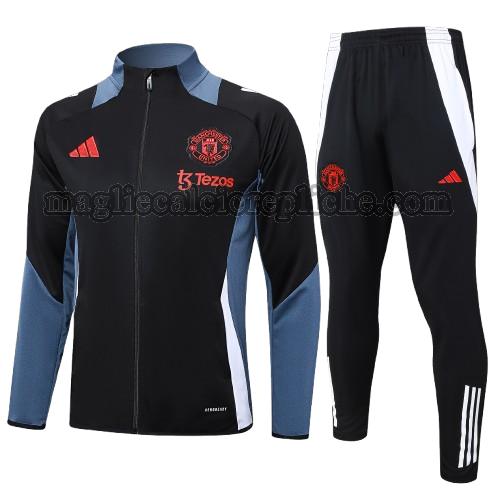 long zipper tuta sportivas calcio bambino manchester united 2024 2025 completo nero