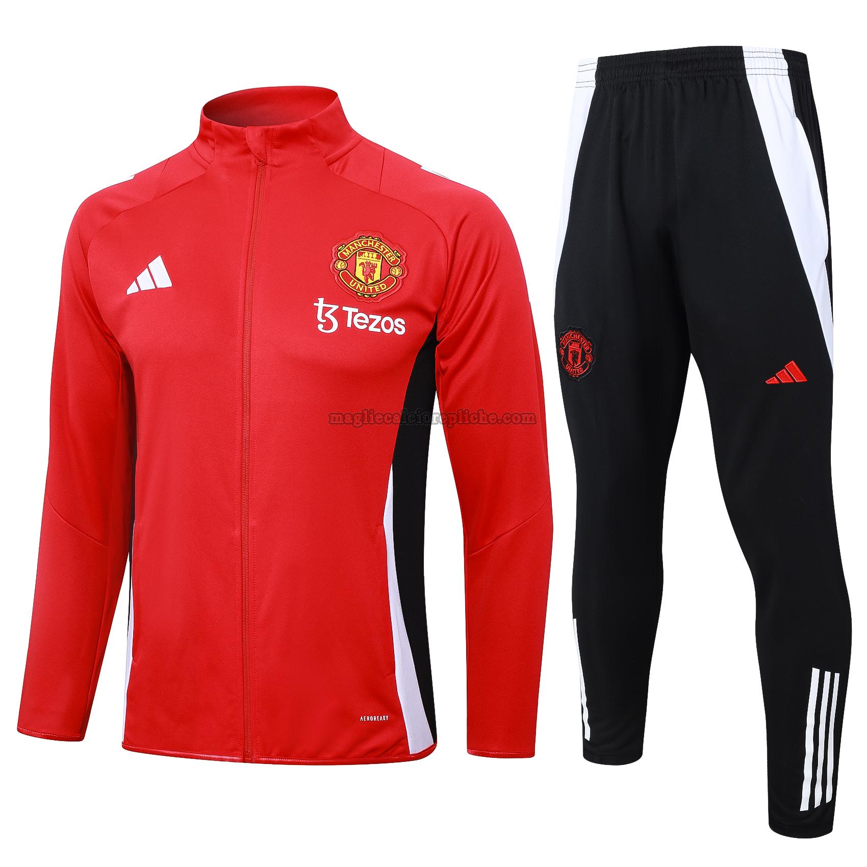 long zipper tuta sportivas calcio bambino manchester united 24 25 completo rosso