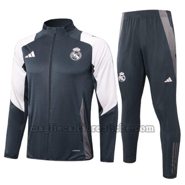 long zipper tuta sportivas calcio bambino real madrid 2024 2025 completo nero