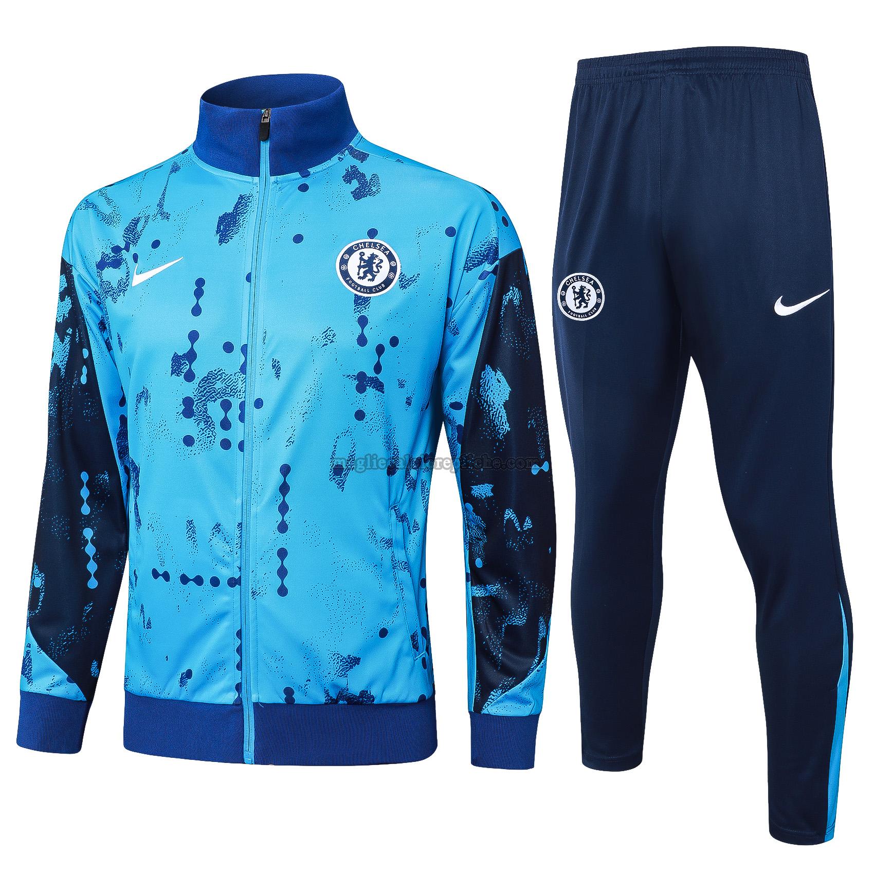 long zipper tuta sportivas calcio chelsea 2024 2025 completo blu