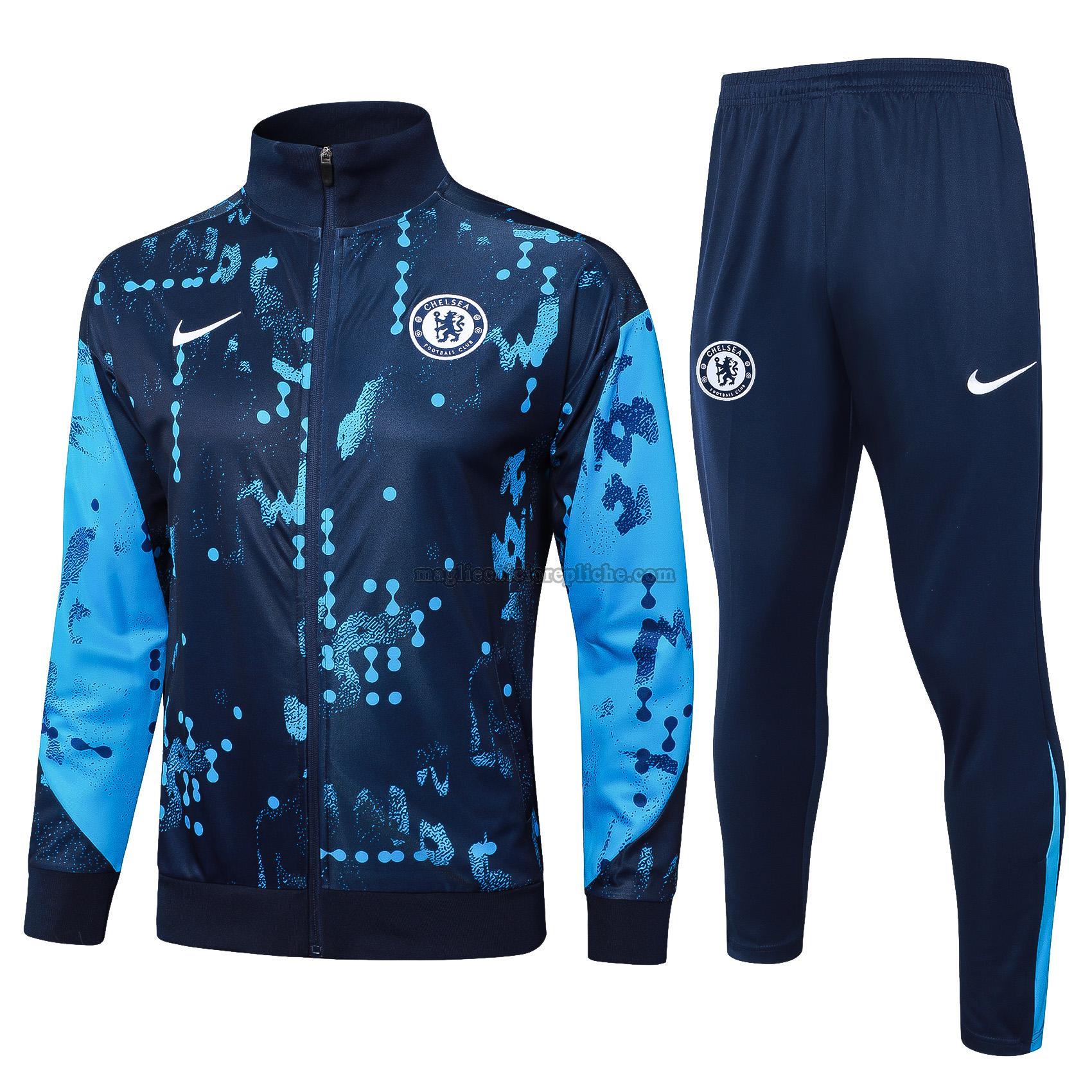 long zipper tuta sportivas calcio chelsea 24 25 completo blu