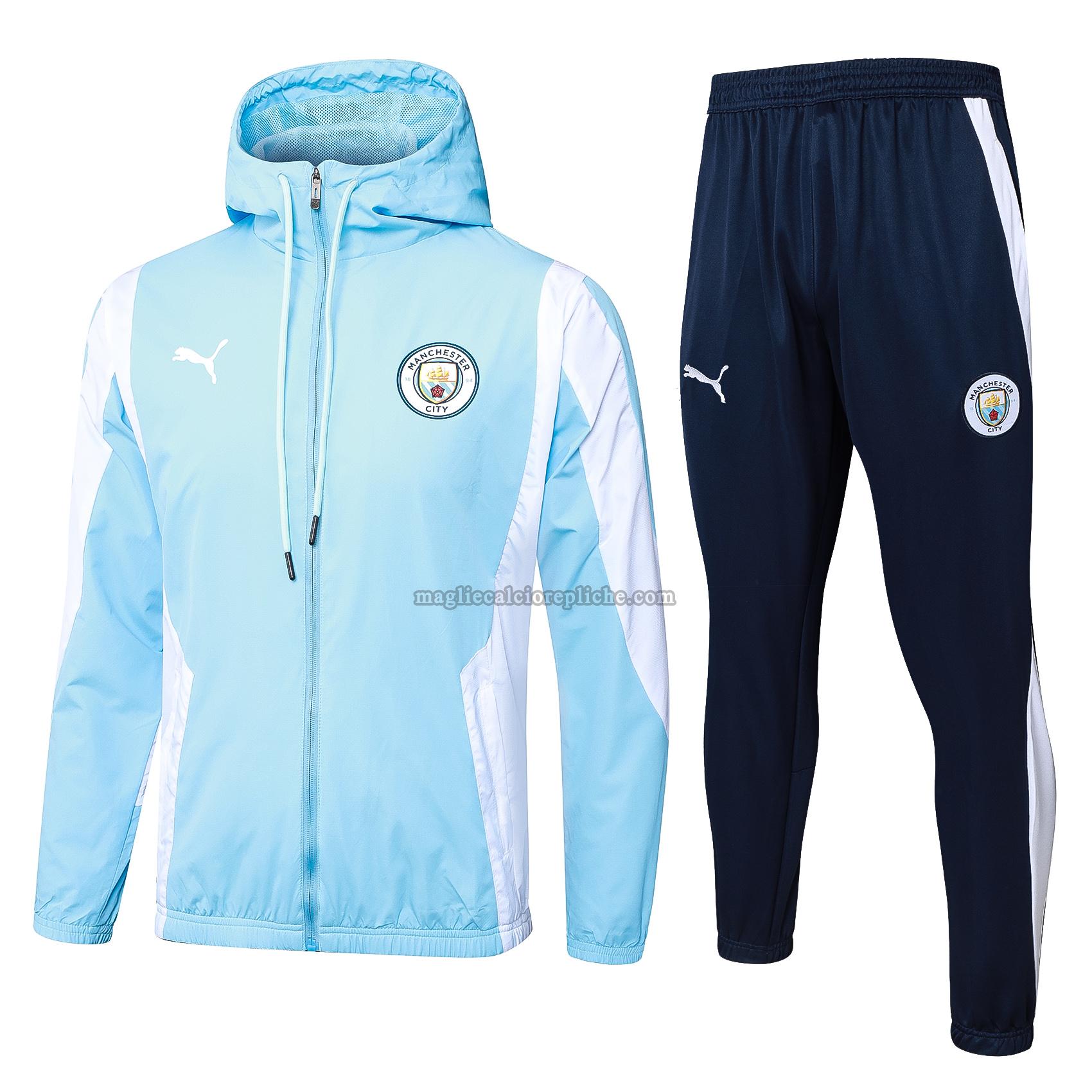 long zipper tuta sportivas calcio manchester city 2024 2025 completo blu