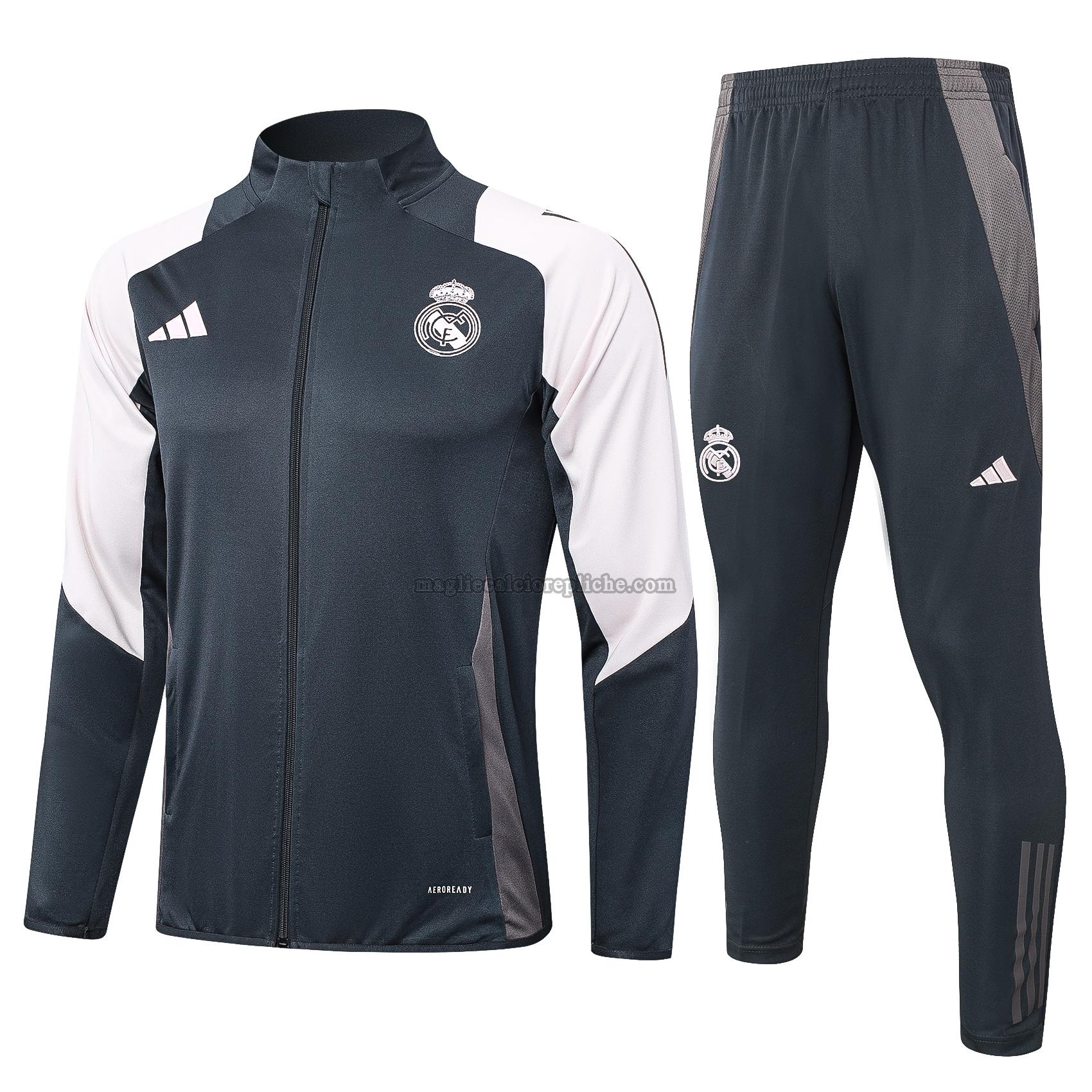 long zipper tuta sportivas calcio real madrid 2024 2025 completo nero