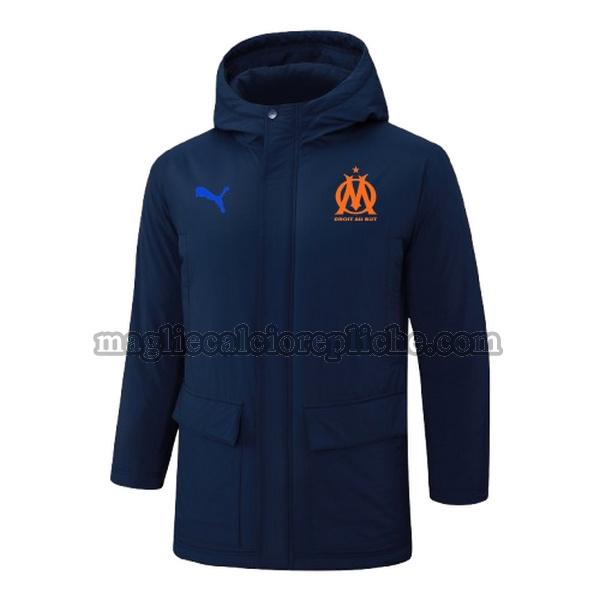 orange logo cappotto di cotone calcio olympique marsiglia 2024 2025 blu