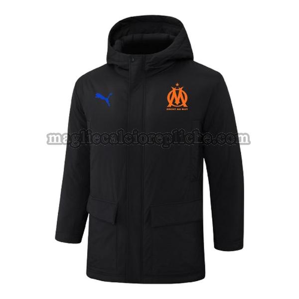 orange logo cappotto di cotone calcio olympique marsiglia 2024 2025 nero