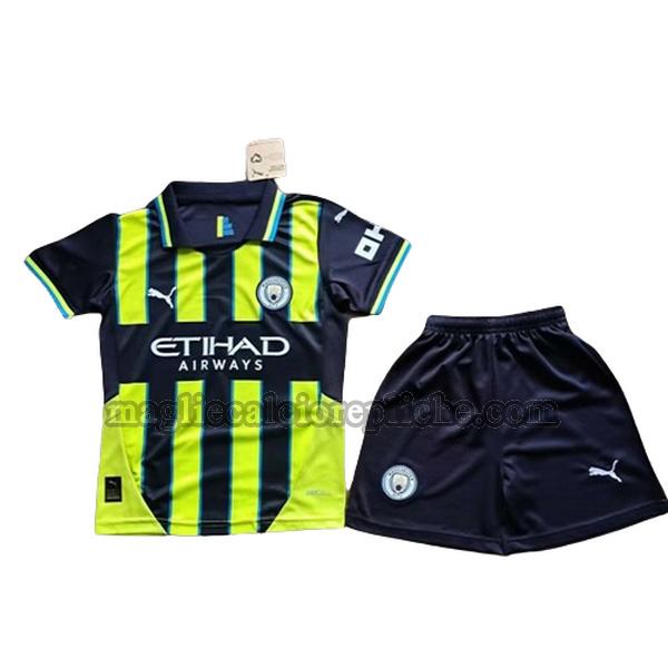 seconda maglie calcio bambino manchester city 2024 2025 verde nero