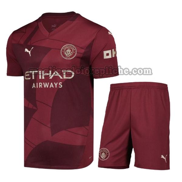 terza maglie calcio bambino manchester city 2024 2025 rosso