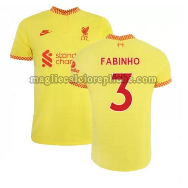 terza maglie calcio liverpool 2021 2022 fabinho 3 giallo