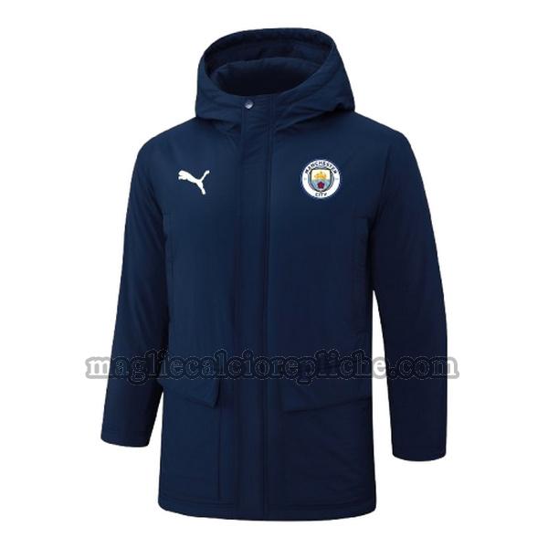 white logo cappotto di cotone calcio manchester city 2024 2025 blu