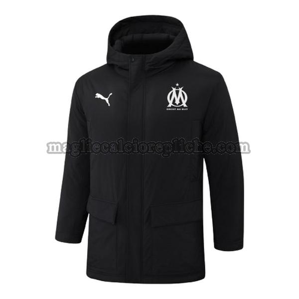 white logo cappotto di cotone calcio olympique marsiglia 2024 2025 nero